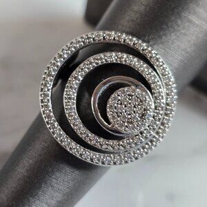 Womens Vintage Estate 14K White Gold Diamond Modernist Ring 7.7g E7384